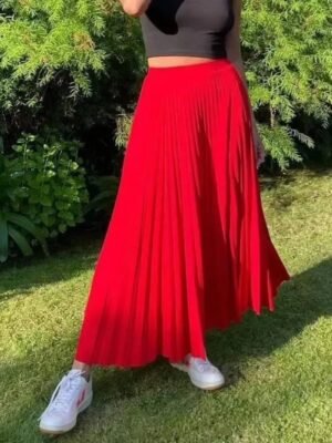 Falda Plizada Magdalena Roja