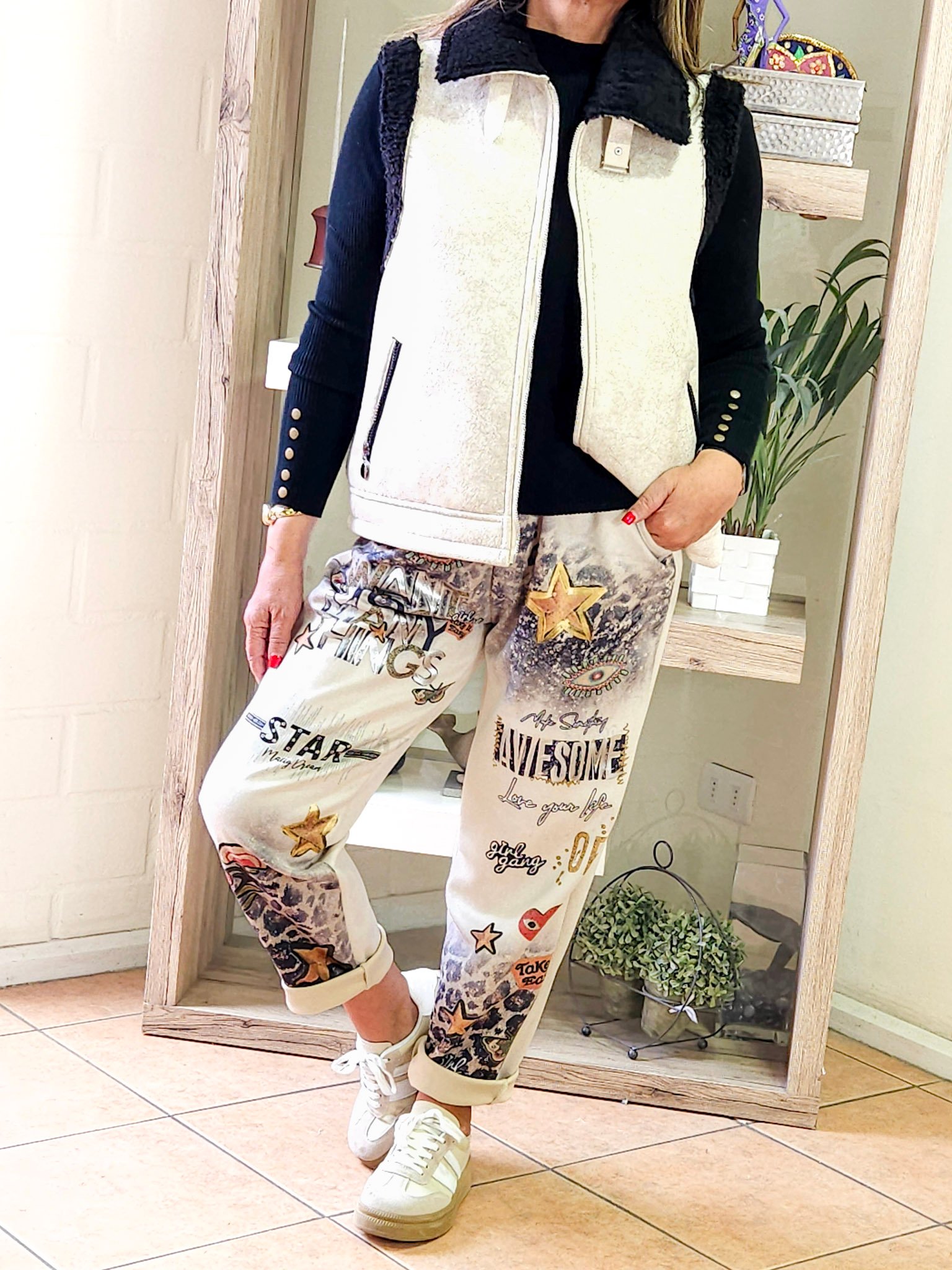 Aviadora Sin Mangas Azucena Crema - Imagen 4