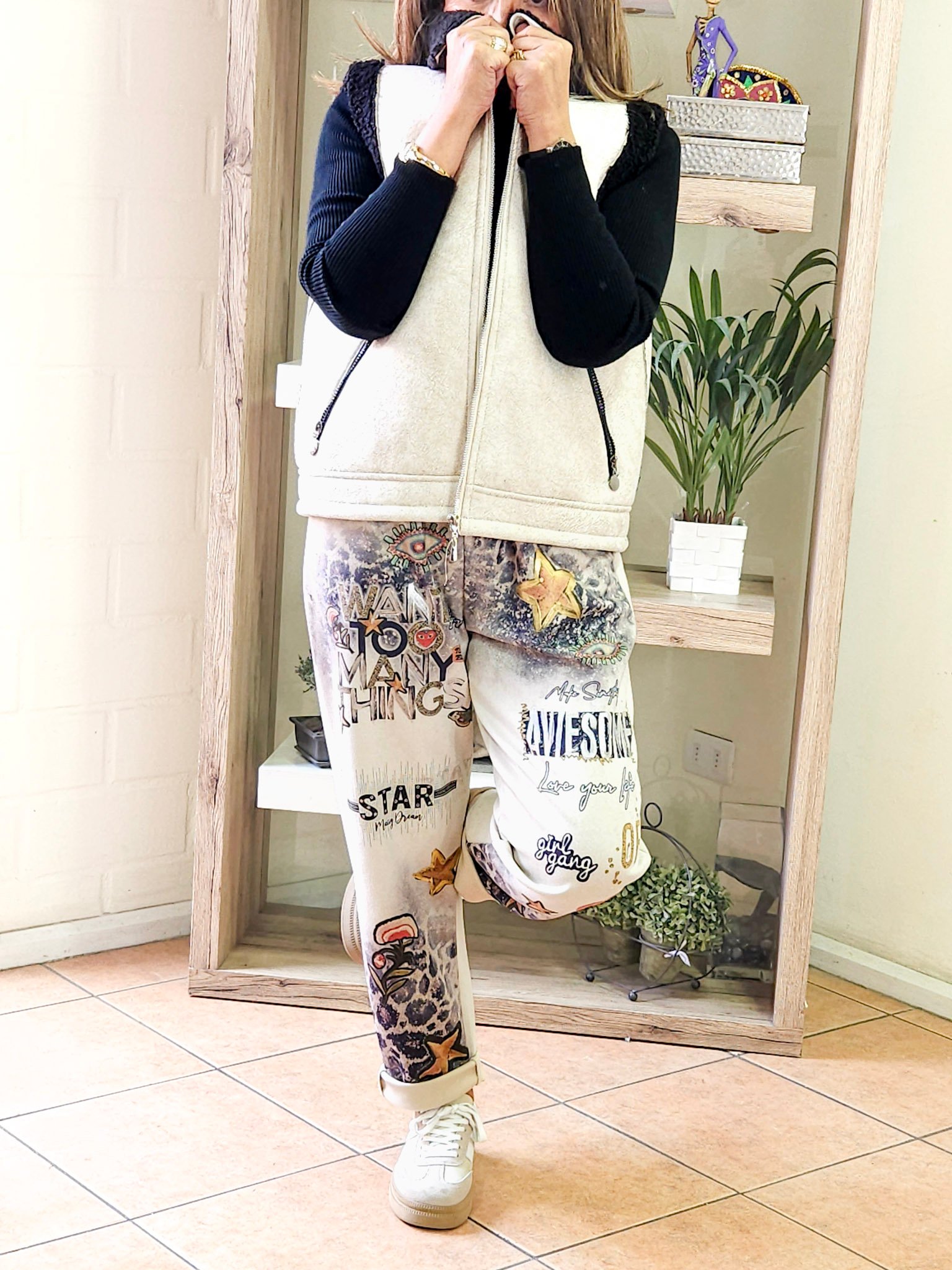 Aviadora Sin Mangas Azucena Crema - Imagen 5