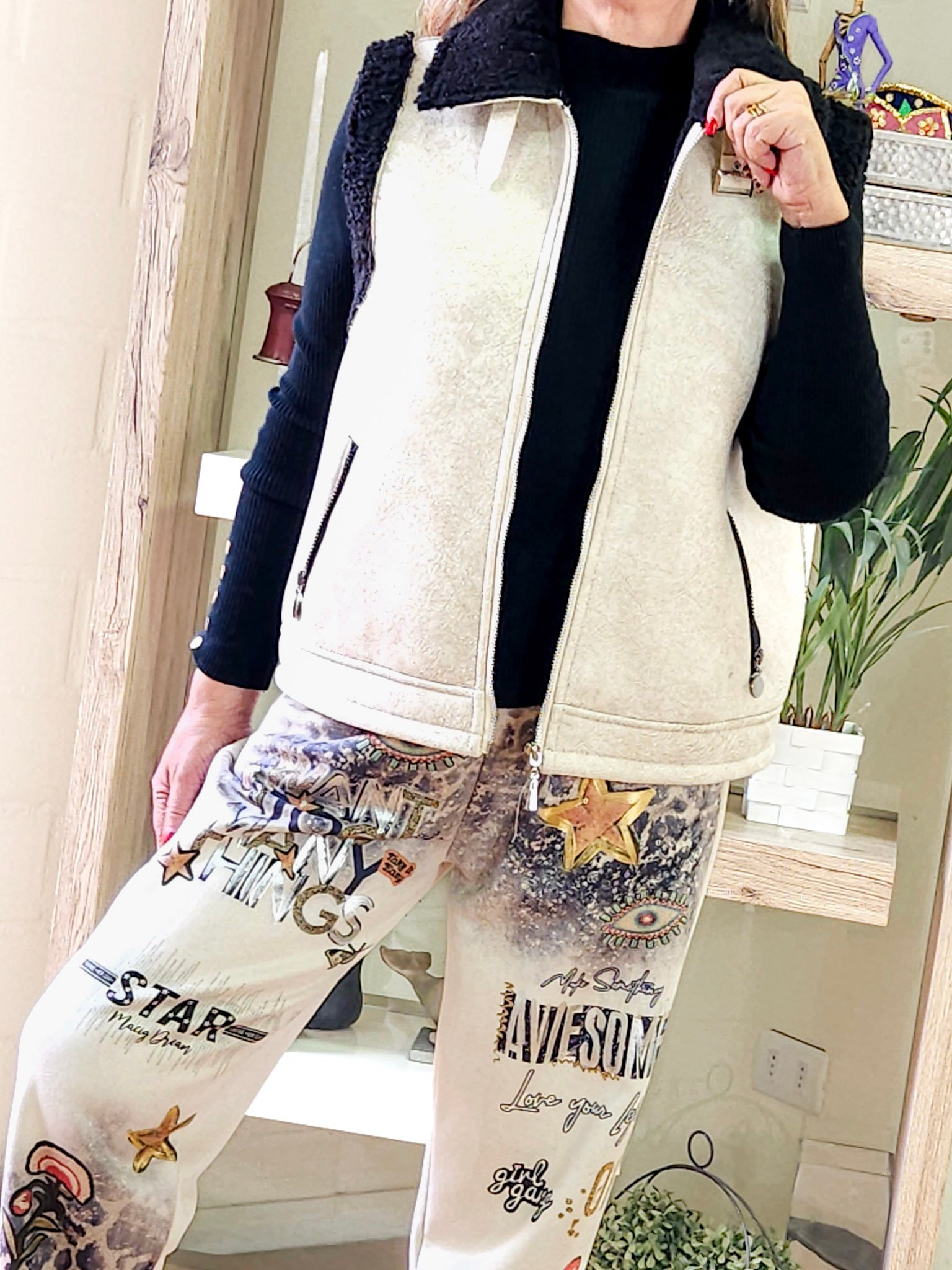 Aviadora Sin Mangas Azucena Crema