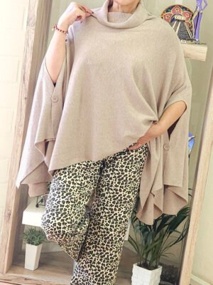 Poncho Oversized Ema Beige